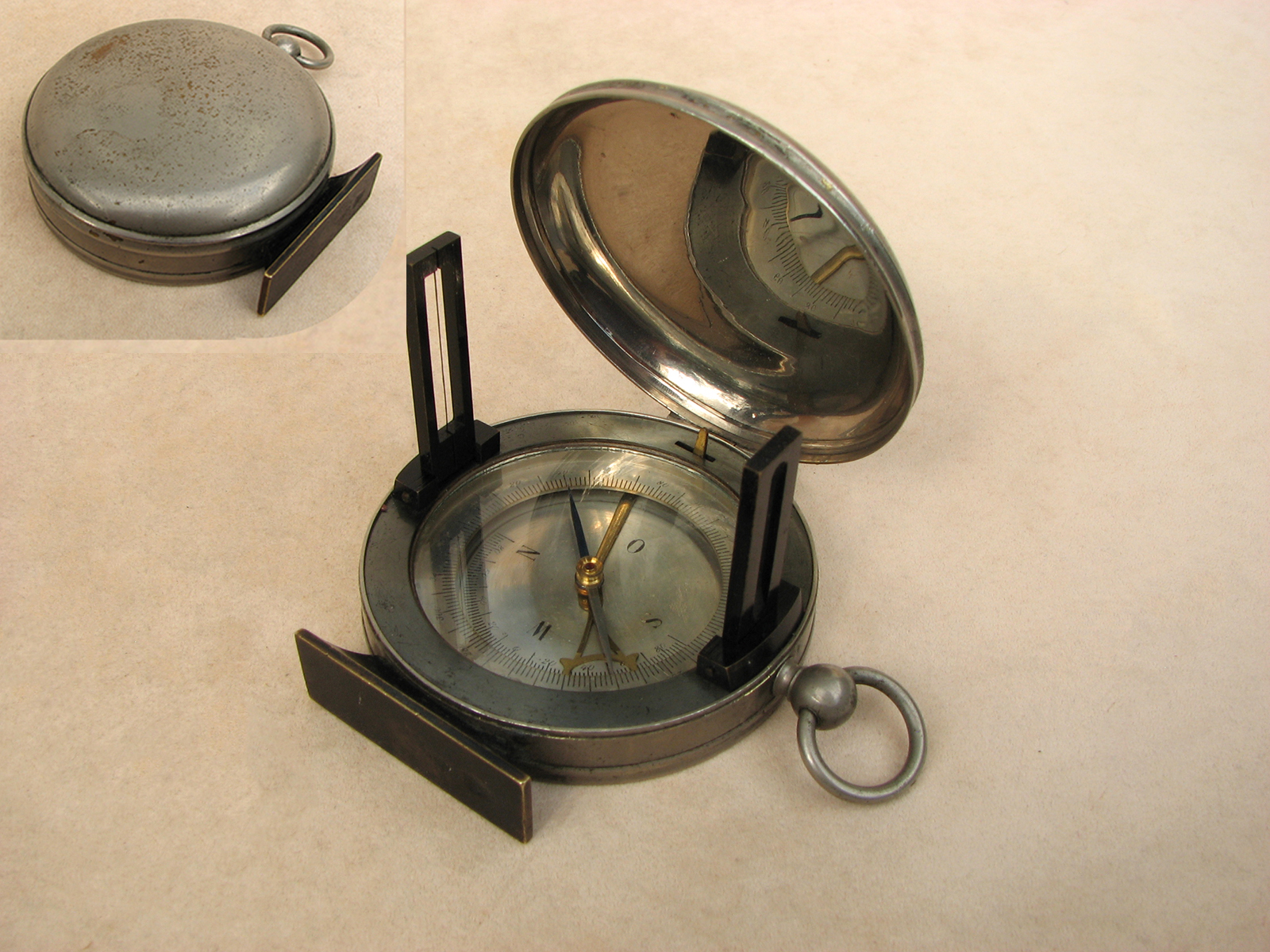 Early 20th century full hunter cased pocket compass & clinometer